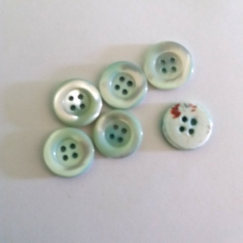 6 boutons en nacre vert d'eau - 18mm - 487mp