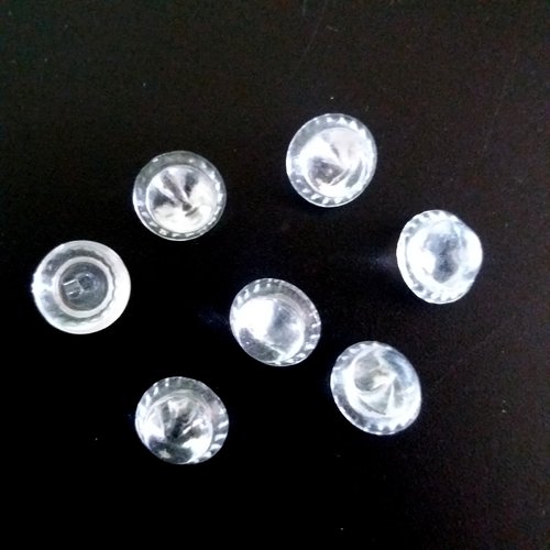 6 boutons en verre transparent - ancien - 13mm - 490mp