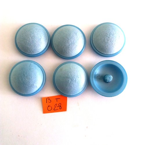 6 boutons en résine bleu - vintage - 27mm - 14