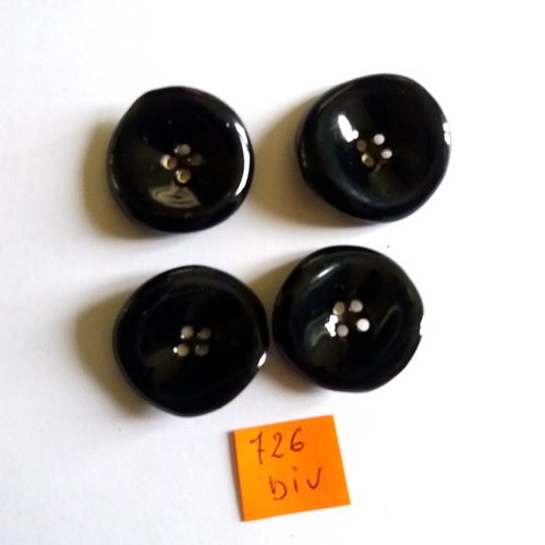 4 boutons en céramique noir - vintage - 29mm - 26mm - 29mm - 726div