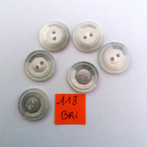 6 boutons en résine blanc nacré - ancien - 18mm - bri118