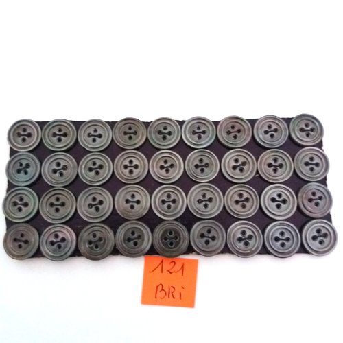 36 boutons en nacre gris/marron - ancien - 13mm - bri121