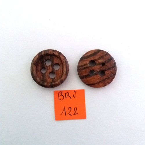 2 boutons en bois marron - ancien - 23mm - bri122