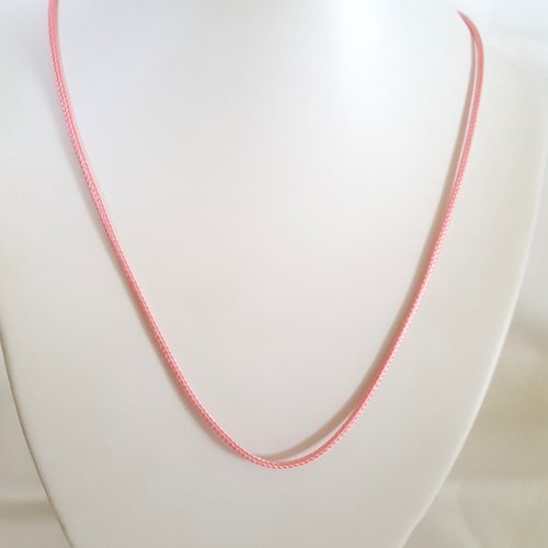 1 collier en coton ciré rose - 45cm 