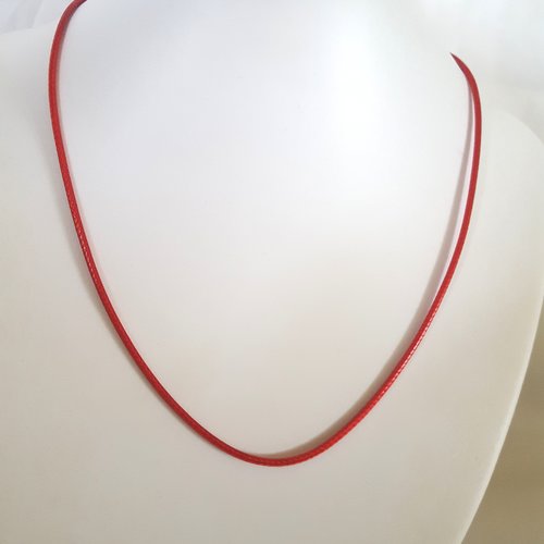 1 collier en coton ciré rouge - 45cm 
