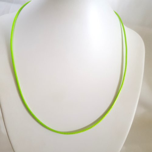 1 collier en coton ciré vert fluo - 45cm 