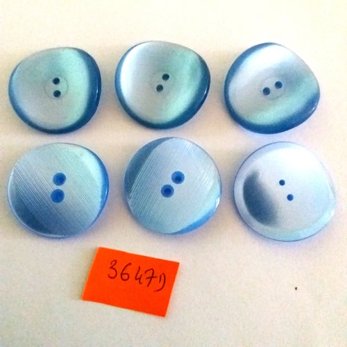6 boutons en résine bleu clair - vintage - 30mm - 3647d