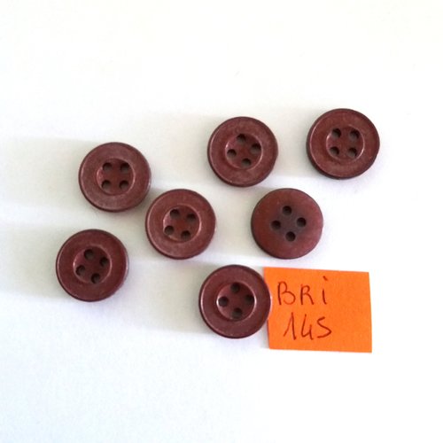 7 boutons en résine marron - ancien - 14mm - bri145