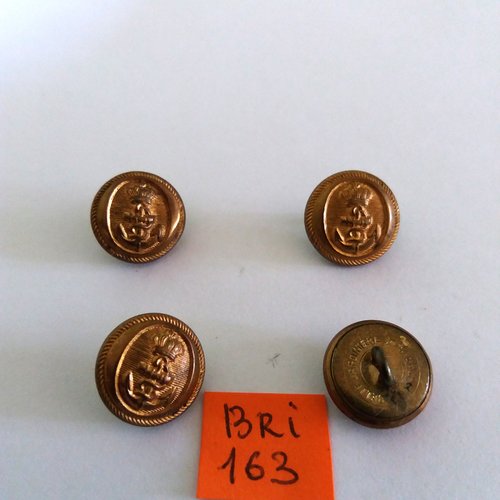 4 boutons signé la belle jardinière en métal doré - ancien - 13mm - bri163