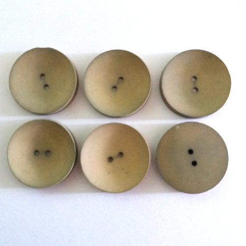 6 boutons en résine marron/gris - ancien - 26mm - 588mp