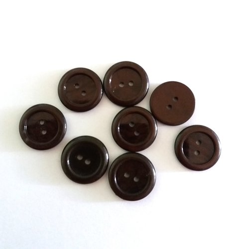 8 boutons en résine marron - ancien - 17mm - 592mp