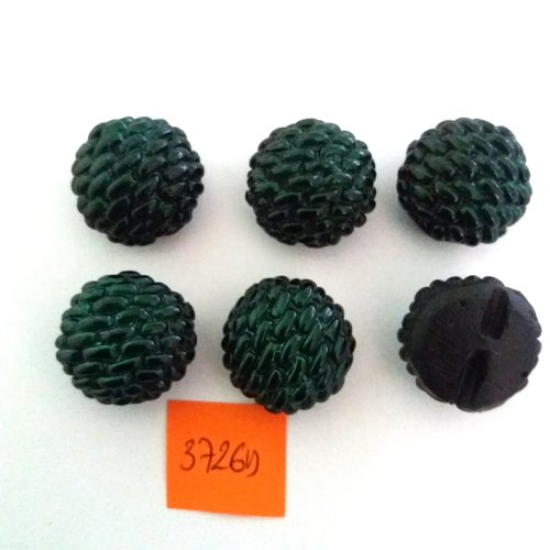 6 boutons en résine vert - vintage - 22mm - 3726d