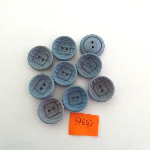 9 boutons en résine bleu - vintage - 21mm - 3765d