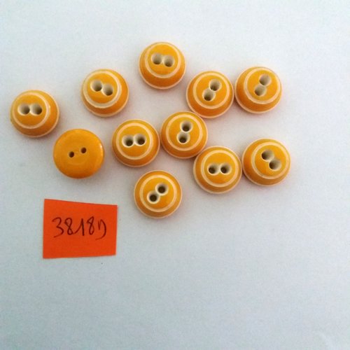 11 boutons en résine jaune et blanc - vintage - 13mm - 3818d