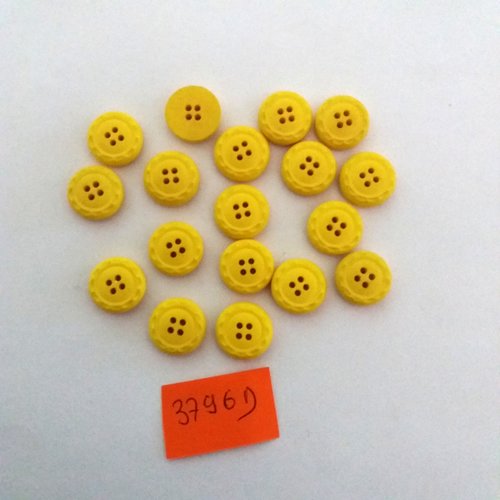 18 boutons en résine jaune - vintage - 12mm - 3796d