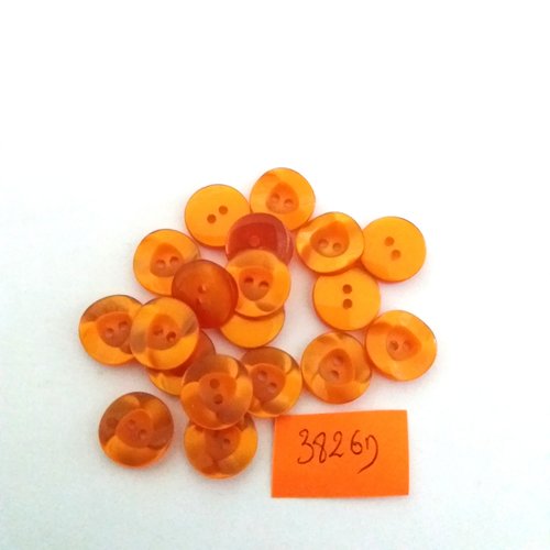 19 boutons en résine orange - vintage - 13mm - 3826d