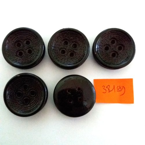5 boutons en résine violet foncé - vintage - 26mm - 3819d