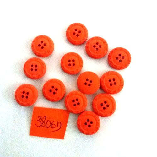 14 boutons en résine orange/rouge - vintage - 12mm - 3806d