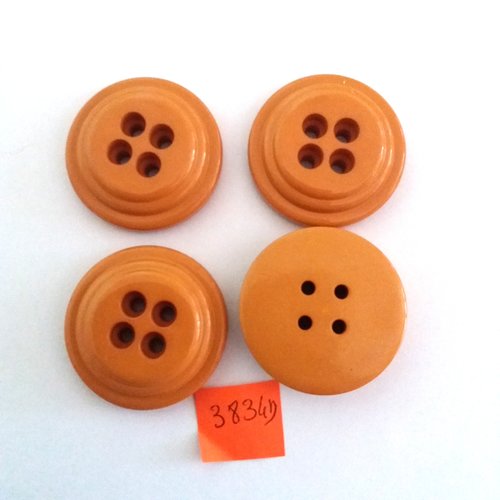 4 boutons en résine marron clair - vintage - 35mm - 3834d