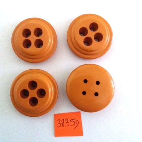 4 boutons en résine marron clair - vintage - 31mm - 3835d