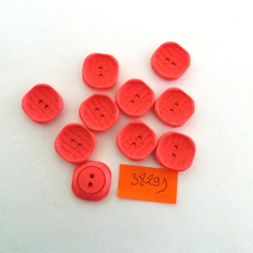 10 boutons en résine rose foncé - vintage - 15mm - 3829d