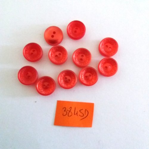 11 boutons en résine rouge - vintage - 12mm - 3845d