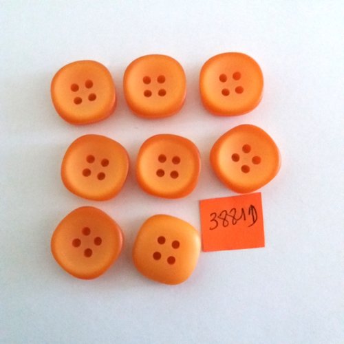 8 boutons en résine orange - vintage - 20x20mm - 3881d