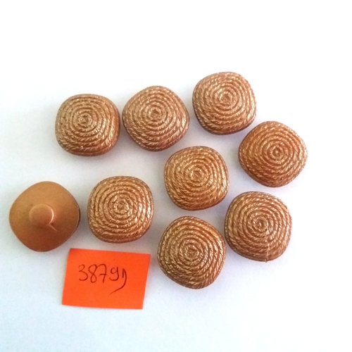 9 boutons en résine marron clair - vintage - 18x18mm - 3879d