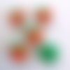 5 boutons fantaisies fraise en résine rouge et vert  - 23x25mm - f2