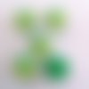 5 boutons fantaisies fraise en résine jaune/vert et vert  - 23x25mm - f2