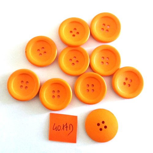 10 boutons en résine orange - vintage - 22mm - 4017d 