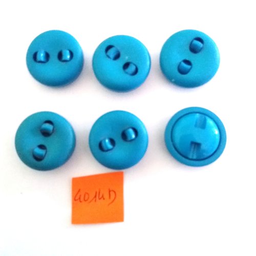 6 boutons en résine bleu - vintage - 22mm - 4014d 