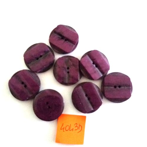 8 boutons en résine violet - vintage - 22mm - 4043d
