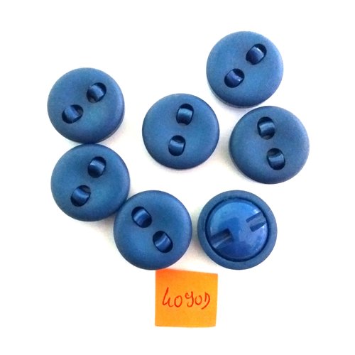 7 boutons en résine bleu - vintage - 23mm - 4090d