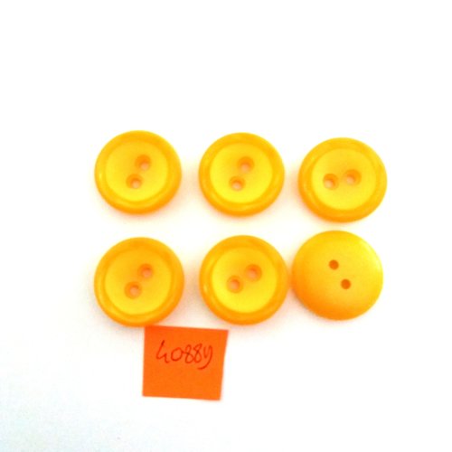 6 boutons en résine jaune/orange - vintage - 22mm - 4088d