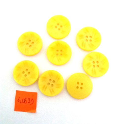 8 boutons en résine jaune - vintage - 23mm - 4089d