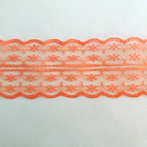 1m de dentelle orange en coton et nylon - 45mm de large 