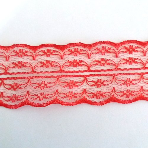 1m de dentelle rouge en coton et nylon - 45mm de large 