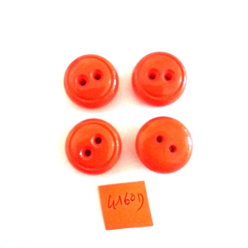 4 boutons en résine rouge clair - vintage - 22mm - 4160d