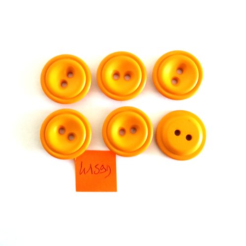 6 boutons en résine orange (moutarde) - vintage - 22mm - 4159d