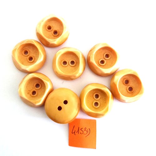 8 boutons en résine jaune - vintage - 22mm - 4153d