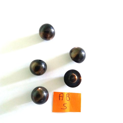 5 boutons boule en résine marron foncé - 12mm - ab5
