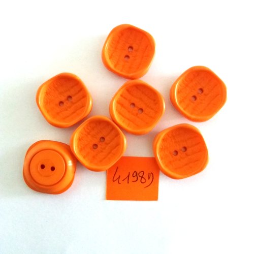 7 boutons en résine orange - vintage - 21x21mm - 4198d