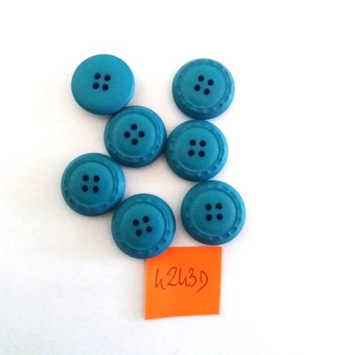 7 boutons en résine bleu - vintage - 18mm - 4243d