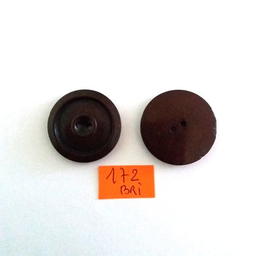 2 boutons en résine marron - 26mm - bri172