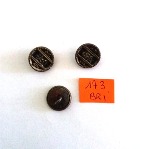 3 boutons en métal doré- ancien - 14mm - bri173