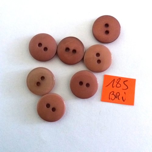 7 boutons en résine marron clair - ancien - 14mm - bri185