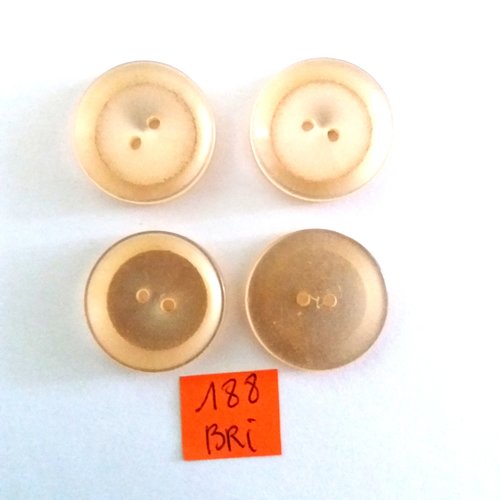 4 boutons en résine jaune clair - 23mm - bri188