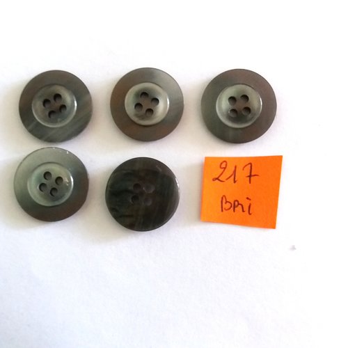 5 boutons en résine gris foncé - 18mm - bri217