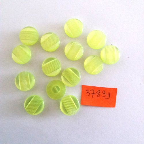 14 boutons en résine jaune/vert - vintage - 14mm - 3783d